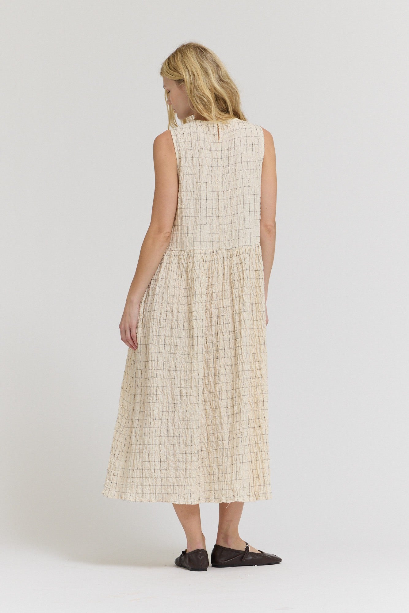 Sundaze Windowpane Midi Dress | Natural