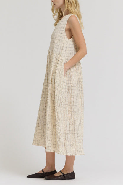 Sundaze Windowpane Midi Dress | Natural