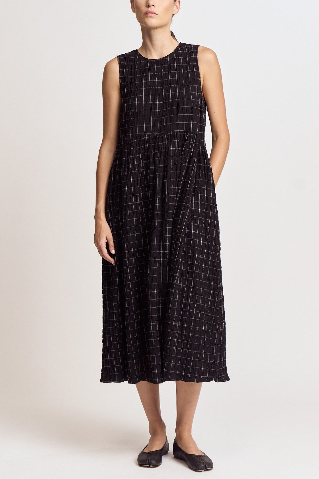 Sundaze Windowpane Midi Dress | Black