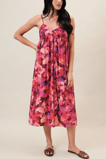 Watercolor Floral Midi Dress