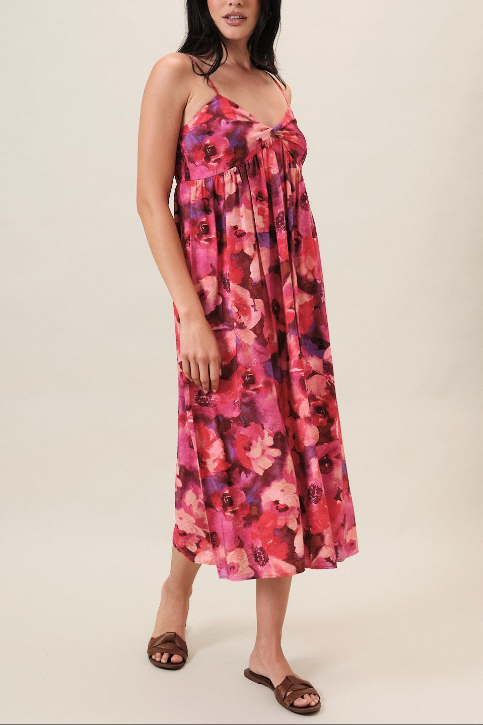 Watercolor Floral Midi Dress