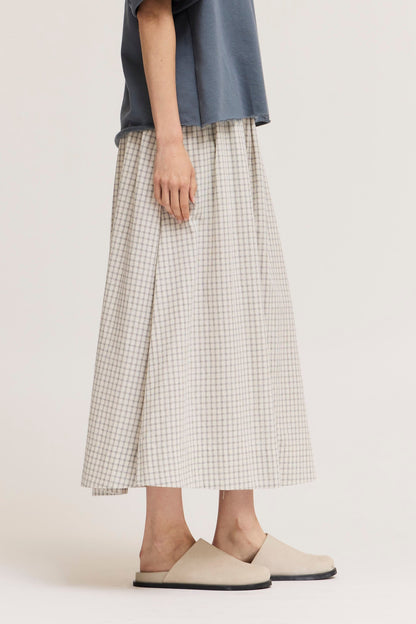 Plaid Button Down Midi Skirt