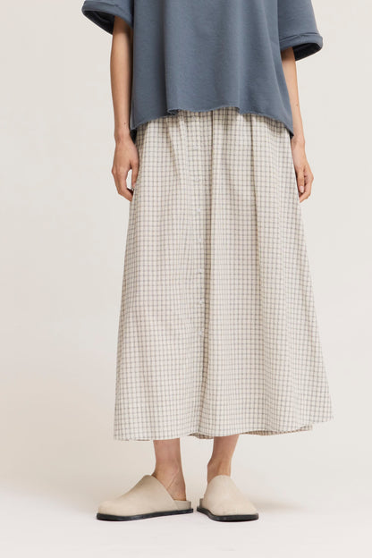 Plaid Button Down Midi Skirt