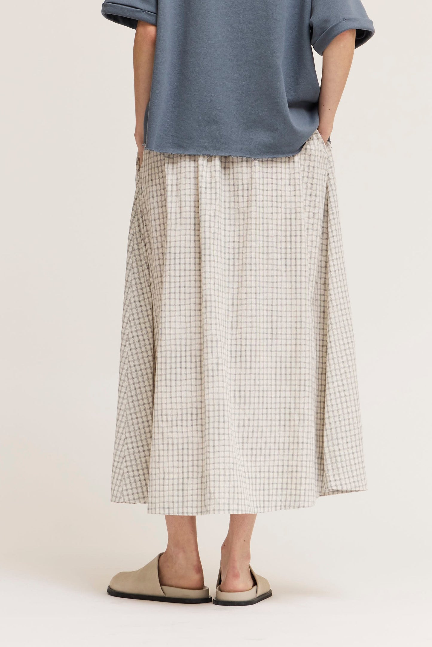 Plaid Button Down Midi Skirt