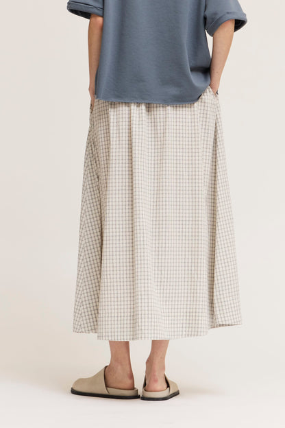 Plaid Button Down Midi Skirt