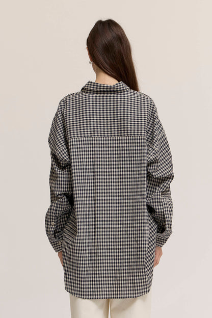 Lightweight Gingham Button Up | Midnight