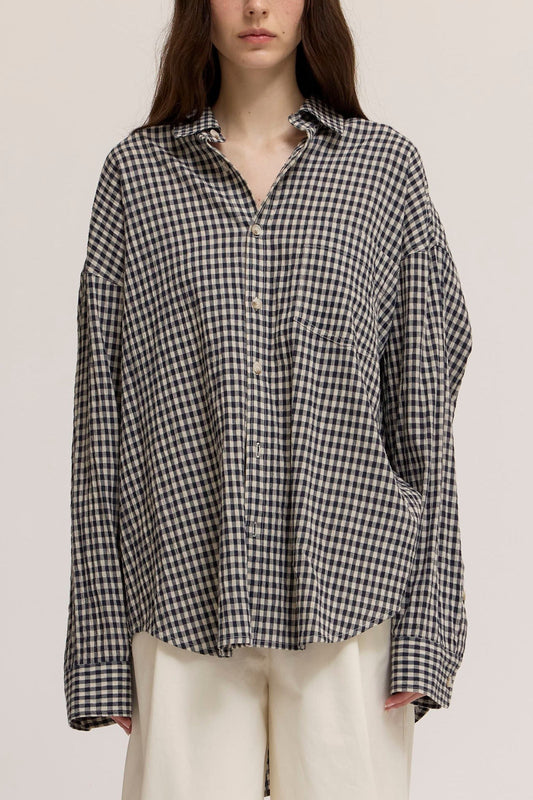 Lightweight Gingham Button Up | Midnight