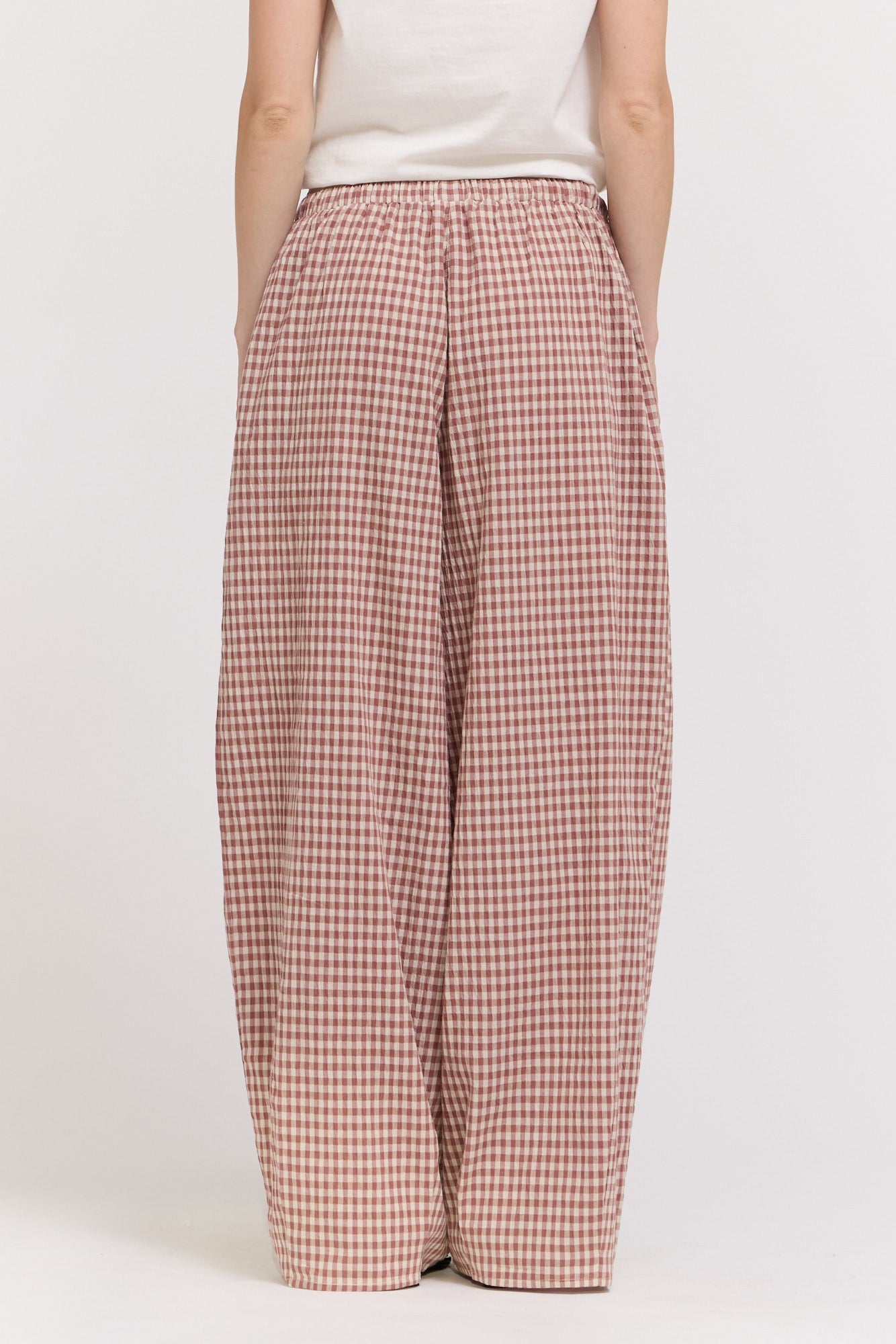 Relaxed Fit Gingham Pants | Dusty Rose