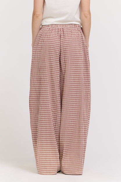 Relaxed Fit Gingham Pants | Dusty Rose