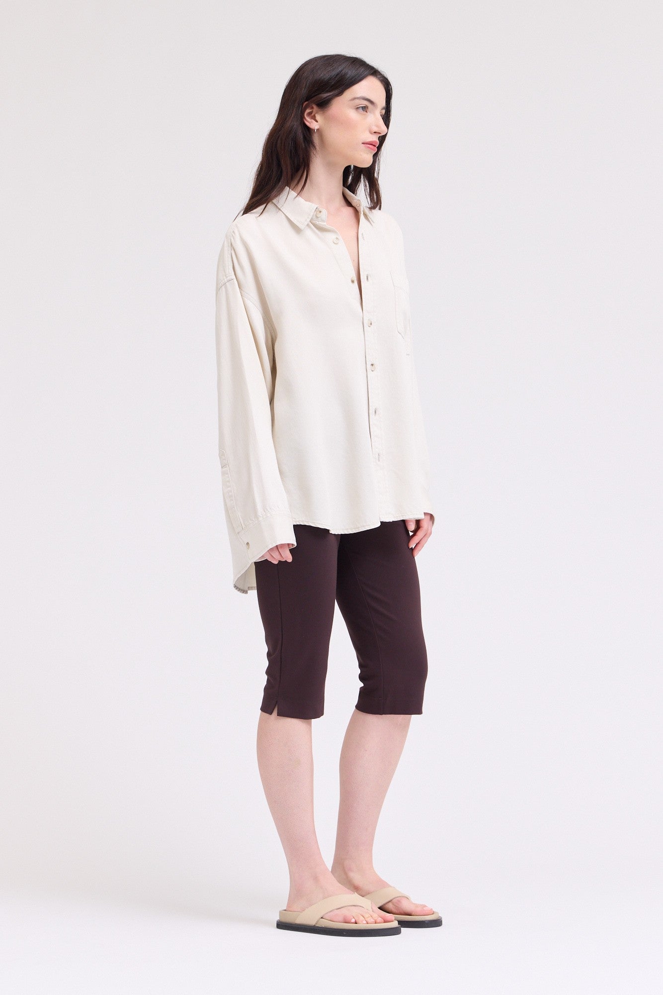 Oversized Tencel Button Up | Milk