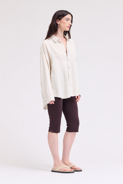 Oversized Tencel Button Up | Milk
