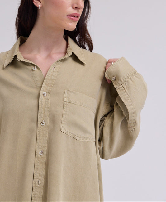 Oversized Tencel Button Up | Moss