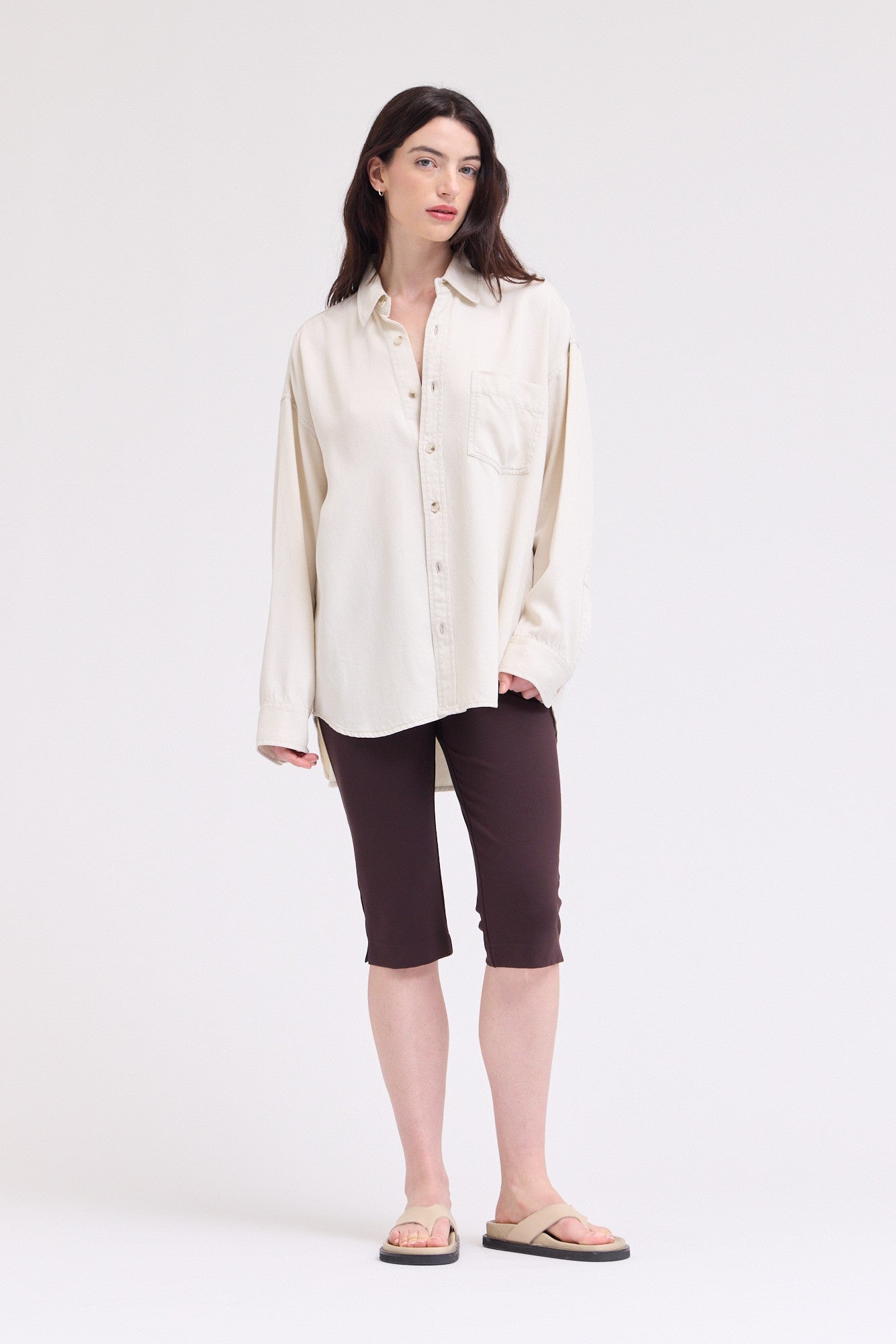 Oversized Tencel Button Up | Milk
