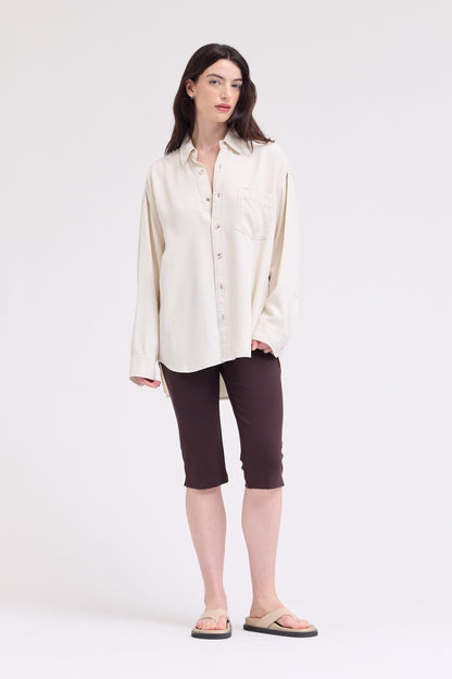 Oversized Tencel Button Up | Milk