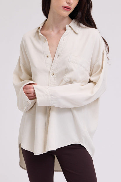 Oversized Tencel Button Up | Milk