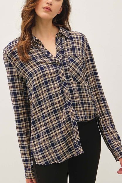 Indigo Plaid Flannel Top