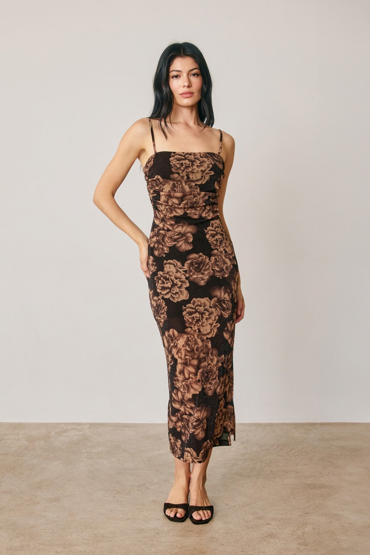 Espresso Garden Midi Dress
