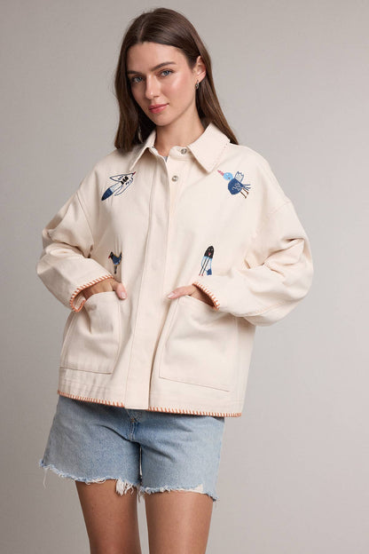 A Little Birdy Told Me Utility Shacket