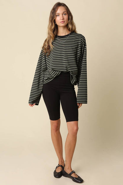 Stripe Lounge Top | Olive + Black