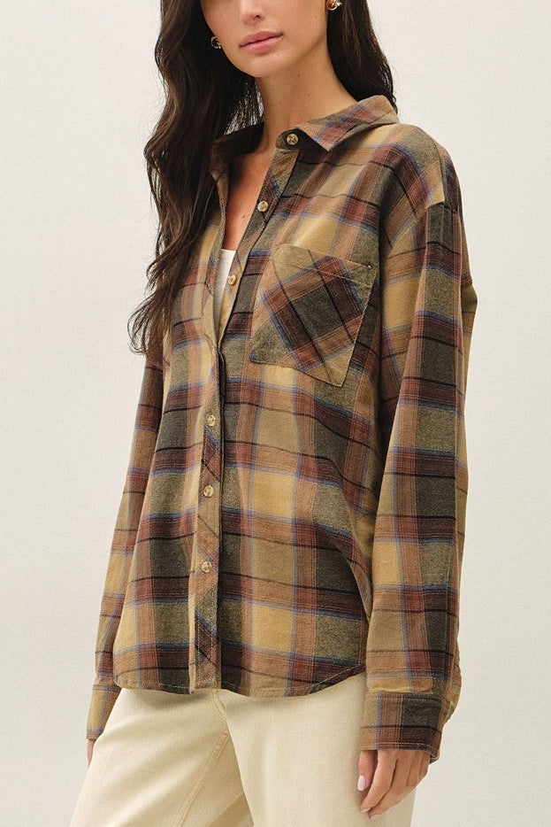 Sunset Plaid Flannel Top