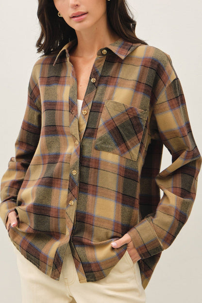 Sunset Plaid Flannel Top