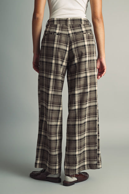 Plaid Wide-Leg Pants