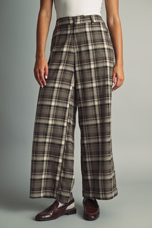 Plaid Wide-Leg Pants