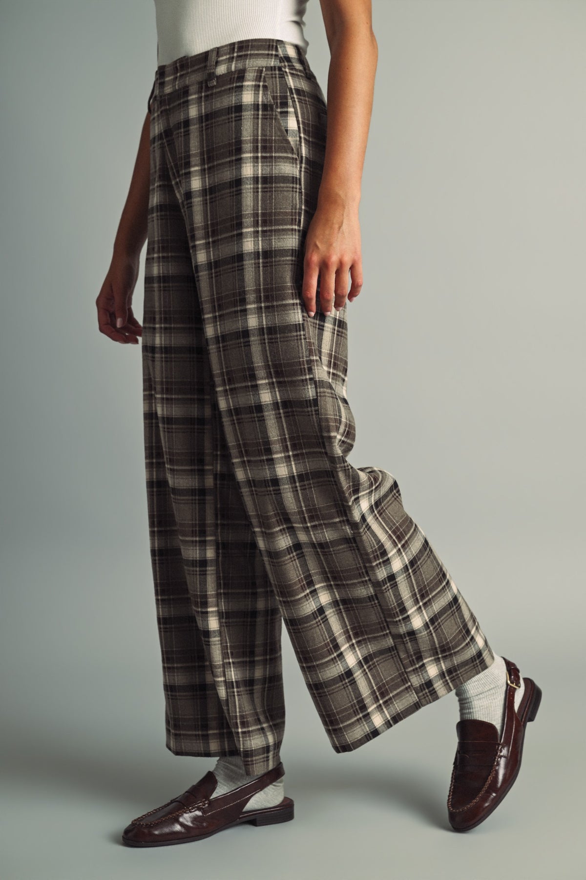Plaid Wide-Leg Pants