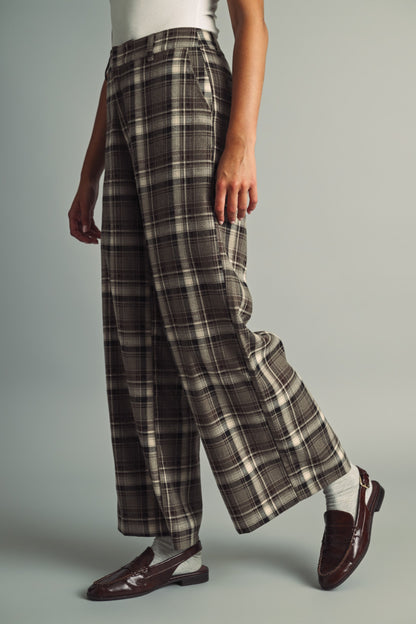 Plaid Wide-Leg Pants