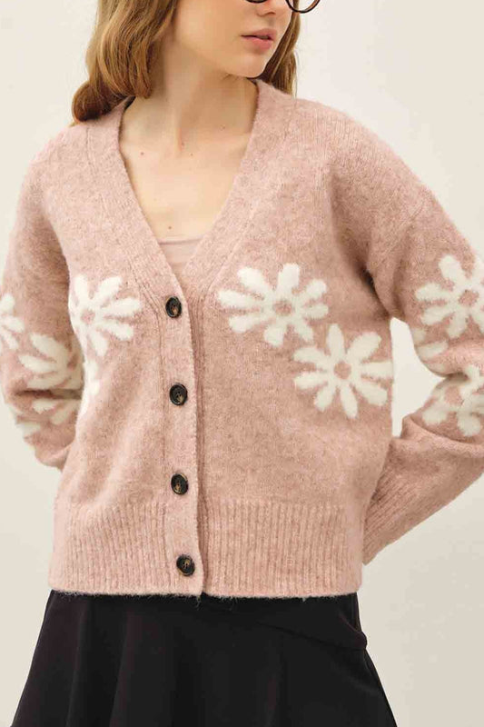 Floral Varsity Cardigan | Blush