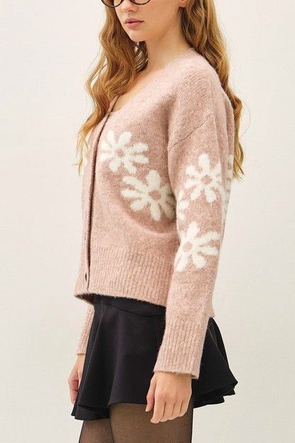 Floral Varsity Cardigan | Blush