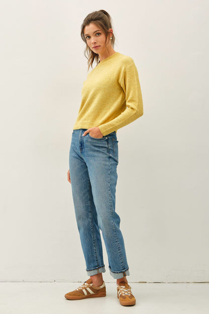 Cozy Cropped Sweater | Mustard
