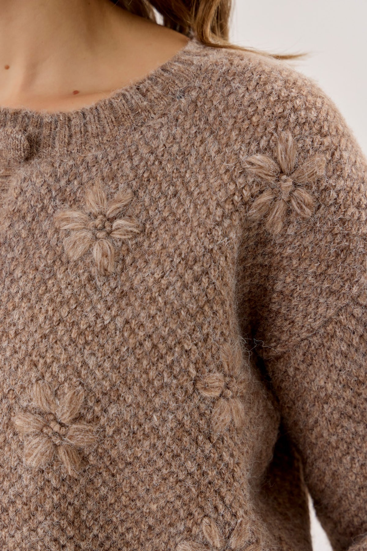 Knit Floral Cardigan | Mocha