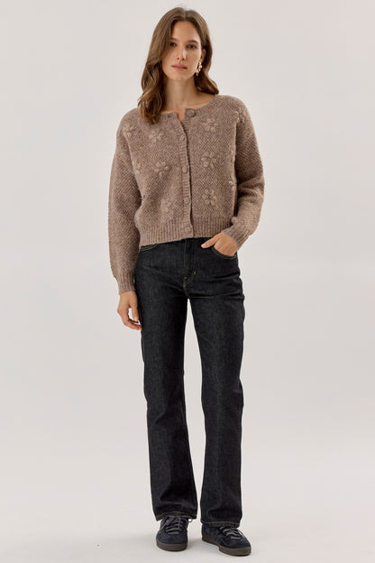 Knit Floral Cardigan | Mocha
