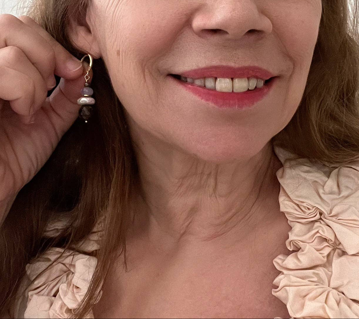 Joy Earrings | Bronzite + Pearl