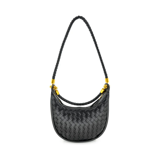 Mini Woven Hobo Bag | Black