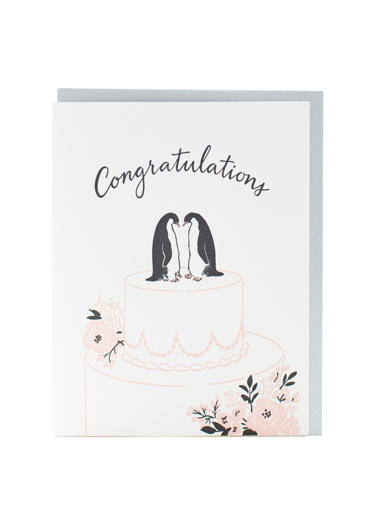 Penguin Cake Topper Wedding Card