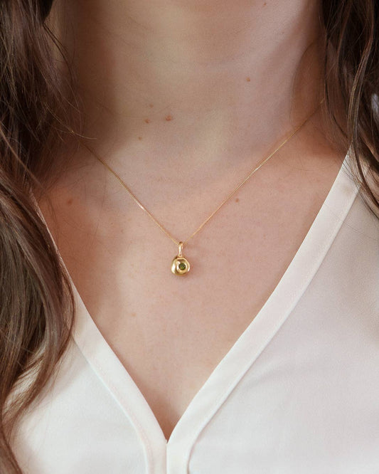 Pebble Necklace | Olive CZ