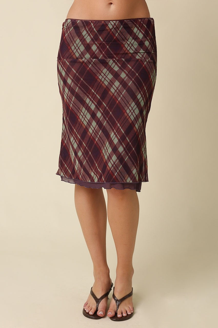 Study Break Plaid Bias Skirt