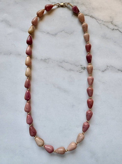 Ophelia Beaded Necklace | Pink Rhodonite