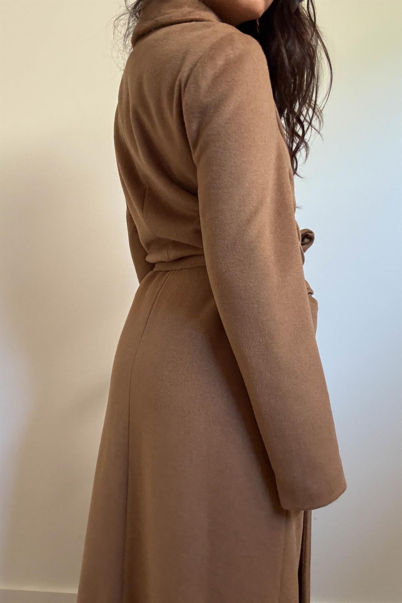 Wool Blend Slim Coat | Camel