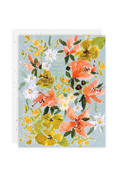 Bouquet in Blue Congratulations Card