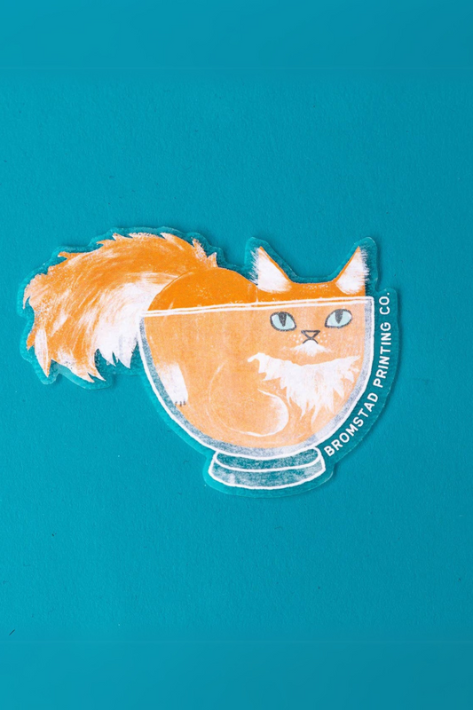 Orange Cat in a Bowl Clear Sticker