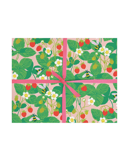 Bees & Strawberries Rolled Gift Wrap
