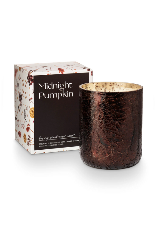 Midnight Pumpkin Crackle Glass Candle | 8.3oz