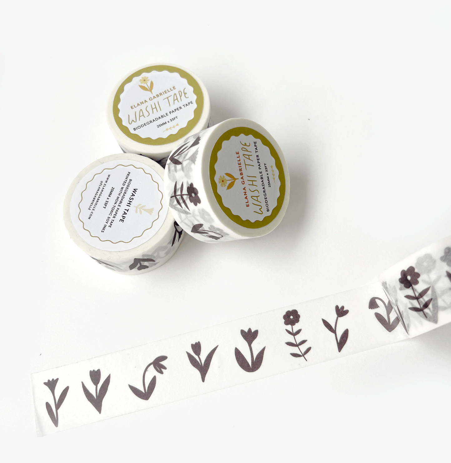 Washi Tape | Brown Flowers