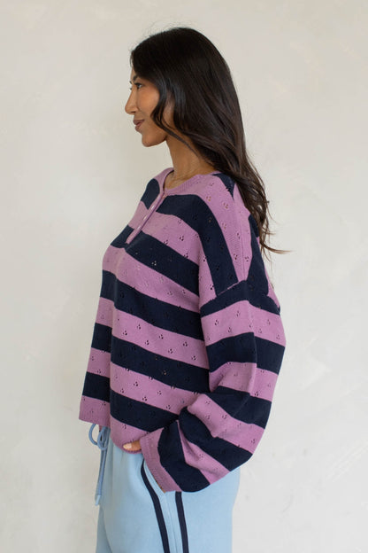 Olivia Pointelle Henley | Purple Navy