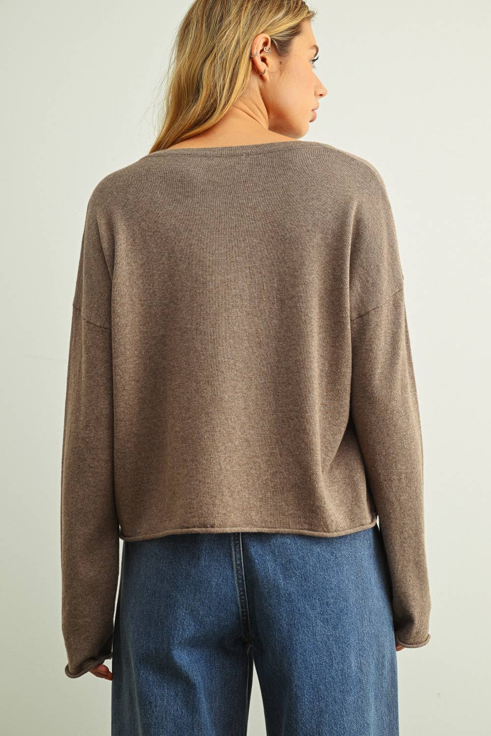 Essential Rolled Hem Sweater | Mocha
