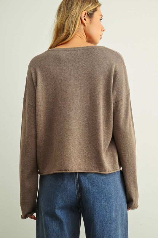 Essential Rolled Hem Sweater | Mocha