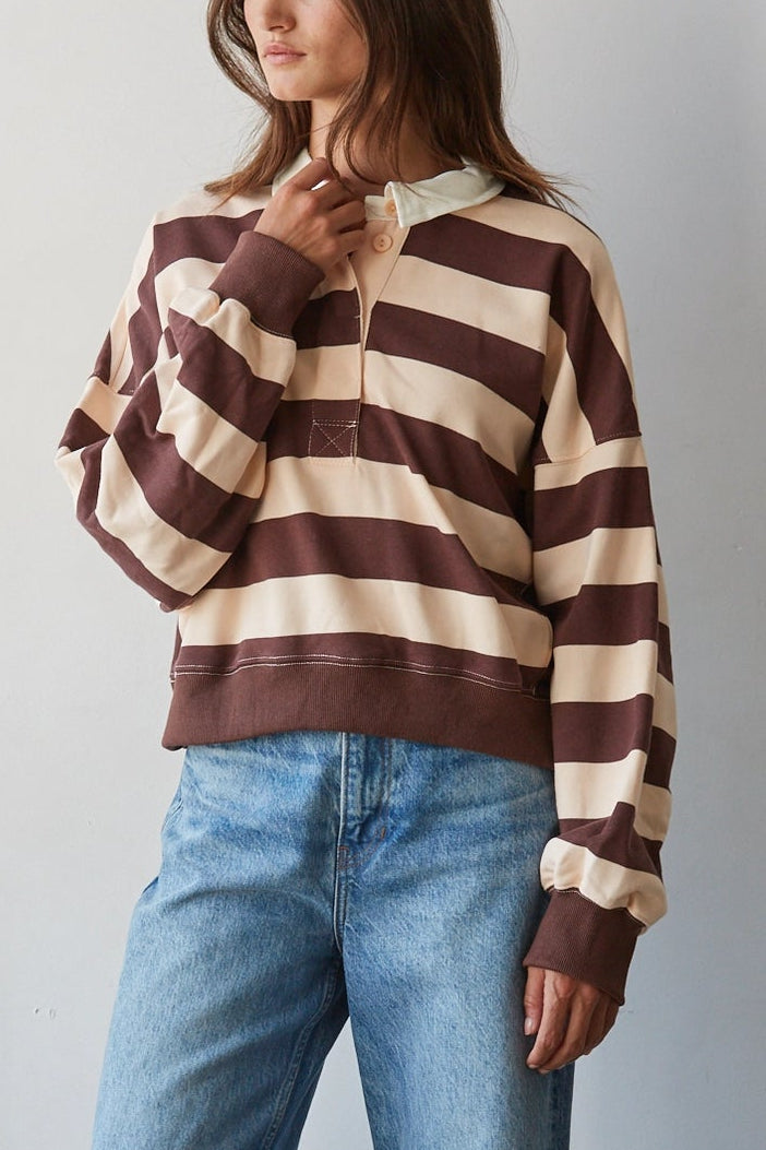 Courtside Stripe Polo Sweatshirt